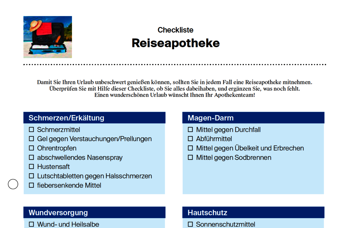 Reiseapotheke: 6 Tipps zur Vorsorge - RatGeberZentrale