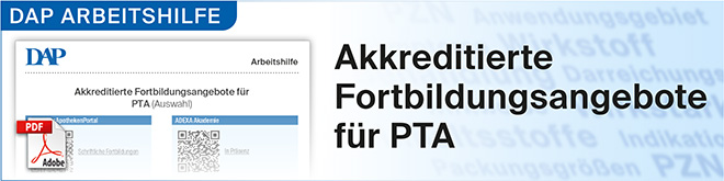 Zur Arbeitshilfe Akkreditierte Fortbildungsangebote für PTA